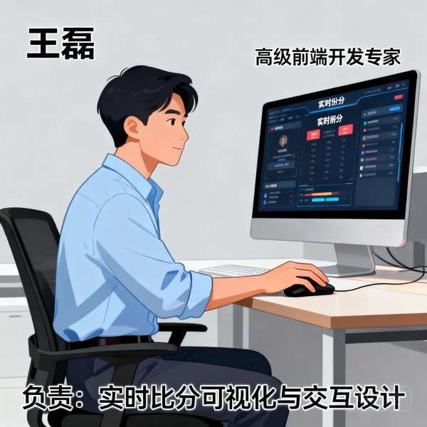王磊，高级前端开发专家，负责实时比分可视化与交互设计